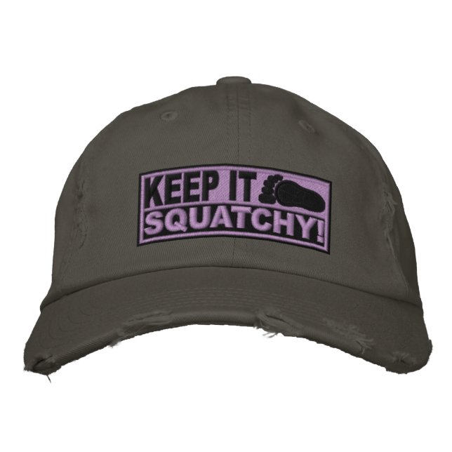 Purple *EMBROIDERED* Keep It Squatchy! - Bobo's Embroidered Hat (Front)