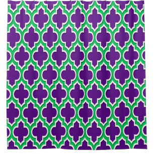 Purple Emerald Green White XL Moroccan #4DS Shower Curtain