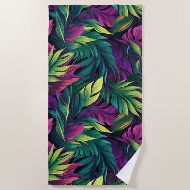 Purple & Emerald Jungle Beach Towel (Front)