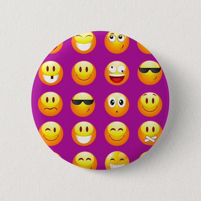 purple emojis 6 cm round badge (Front)