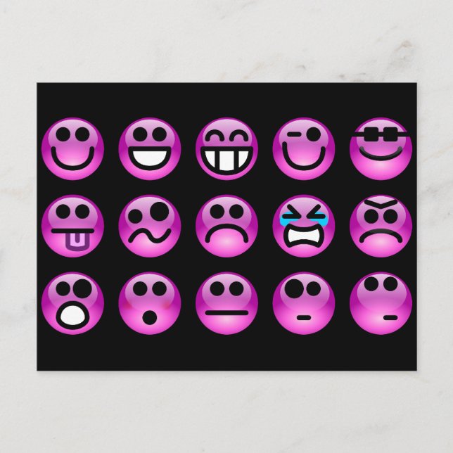 Purple Emoticons Postcard (Front)