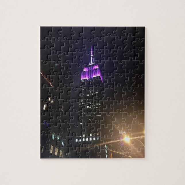 Purple Empire State Building NYC New York City Jigsaw Puzzle (Vertical)
