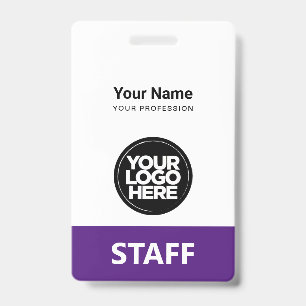 Purple Employee Name Business Logo Staff Tag ID Badge