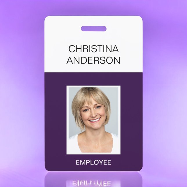 Purple Employee  - Name Photo Corporate Work ID Badge (Creator Uploaded)