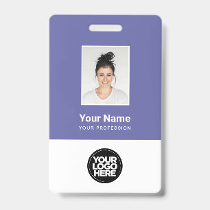 Purple Employee Photo Bar Code Logo Name ID Badge