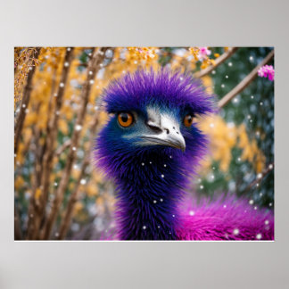 Purple Emu in the Snow Poster