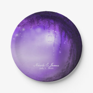 Purple Enchanted Forest Fantasy Wedding Reception Paper Plate
