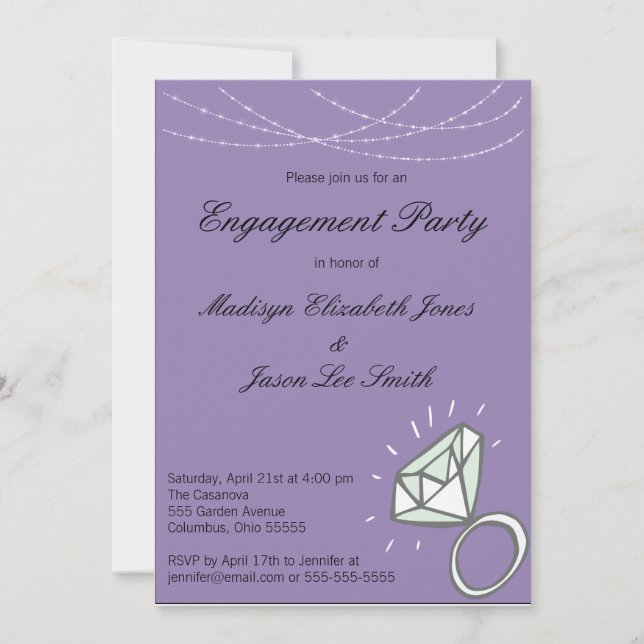Purple Engagement Party Invitation (Front)