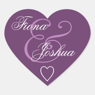 Purple Envelope Seal Wedding Heart V13
