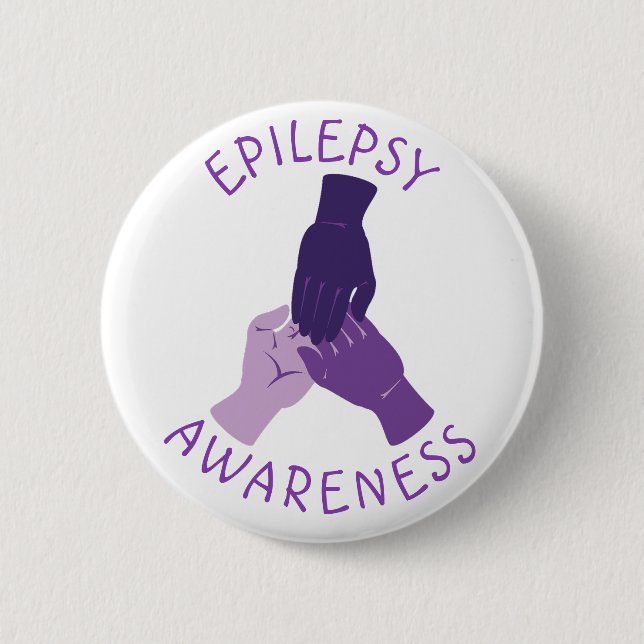 Purple Epilepsy Awareness Hands Support 6 Cm Round Badge (Front)