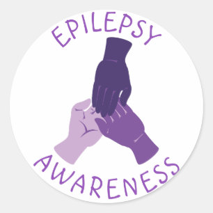 Purple Epilepsy Awareness Hands Support Classic Round Sticker