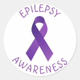 Purple Epilepsy Awareness Ribbon Support Classic Round Sticker
