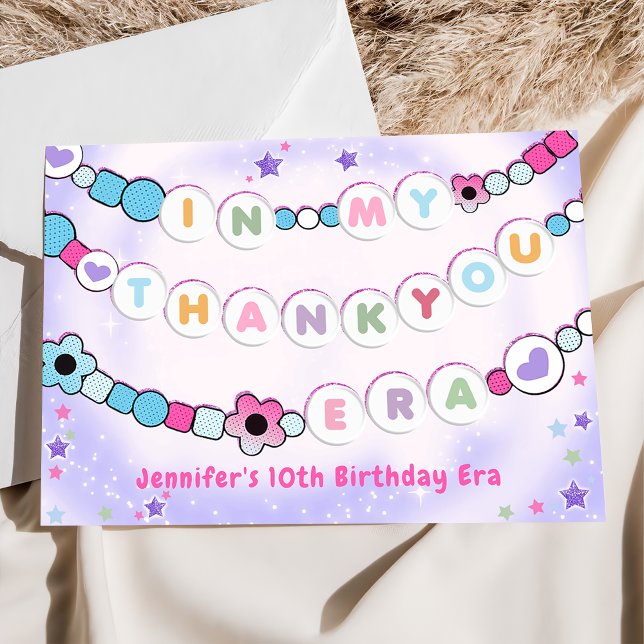 Purple Eras Birthday Party Friendship Bracelet Thank You Card (Creator Uploaded)