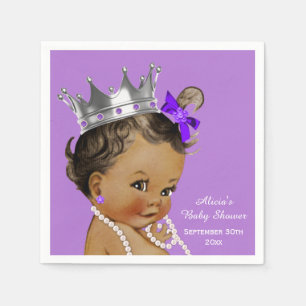 Purple Ethnic Princess Baby Shower Personalised Napkin