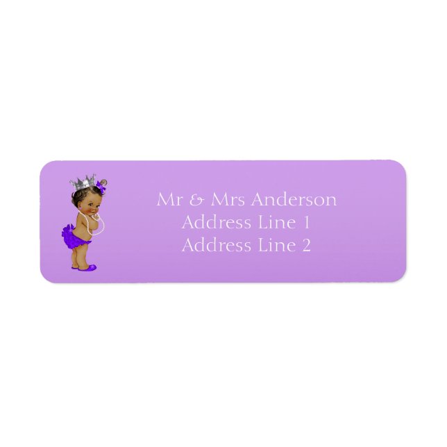 Purple Ethnic Princess Return Address Label (Front)