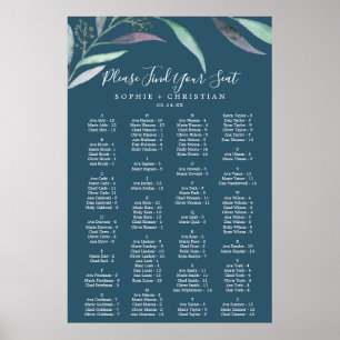 Purple Eucalyptus Blue Alphabetical Seating Chart