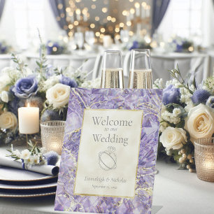 Purple Euphoria Amethyst Gemstone Wedding Pedestal Sign