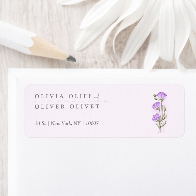 Purple Eustomas Return Address Label (Insitu)