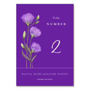 Purple Eustomas Wedding Table Number