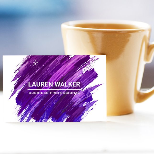 Purple Expressive Paint Brushed Business Card (Creator Uploaded)