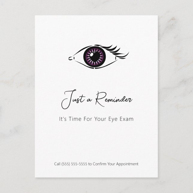 Purple Eye Exam Reminder Postcard (Front)