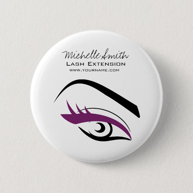 Purple Eye long eyelashes Lash extension  icon 6 Cm Round Badge (Front)