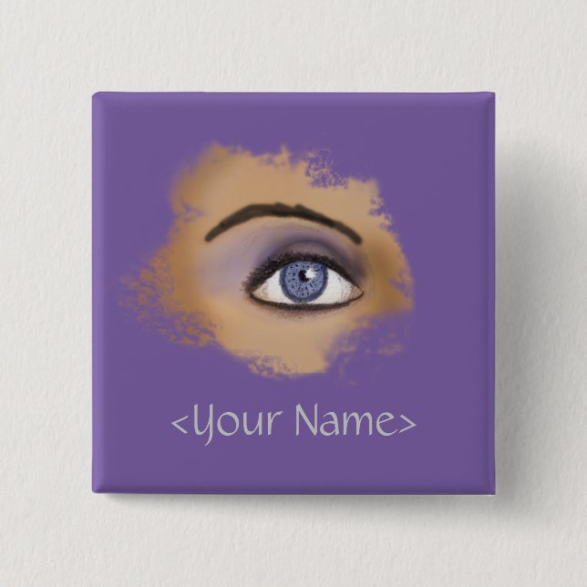 Purple Eye Makeup 15 Cm Square Badge (Front)