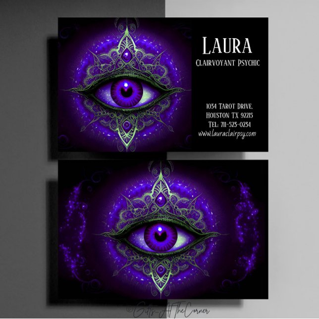 Purple Eye Mandala Clairvoyant Psychic  Business Card (Creator Uploaded)