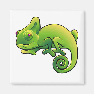 Purple Eyed Lime Green Chameleon Magnet