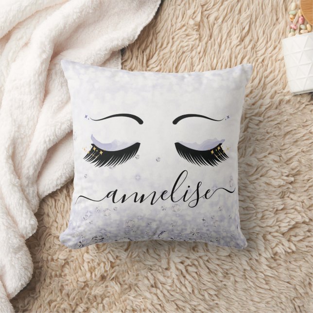 Purple Eyelashes | Glitter and Diamonds |  Cushion (Blanket)