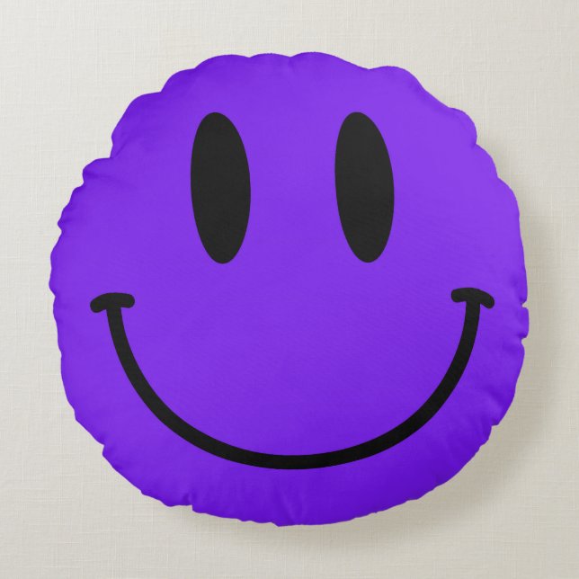 Purple Face Round Throw Pillow (Front)
