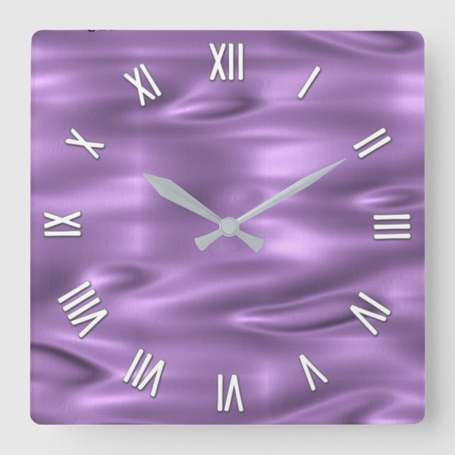Purple Face with White Numerals Square Wall Clock (Front)