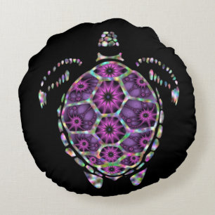 Purple Factual Turtle Shell Round Cushion