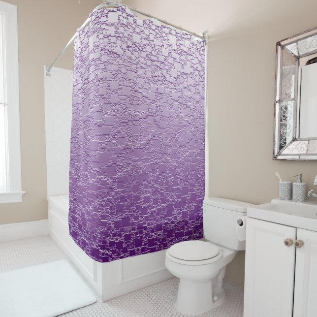 Purple Fade Mini Tile Design Shower Curtain (In Situ)