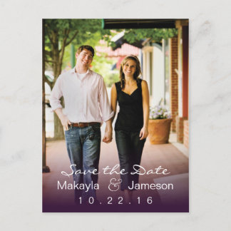 Purple Fade Photo Save the Date Postcard