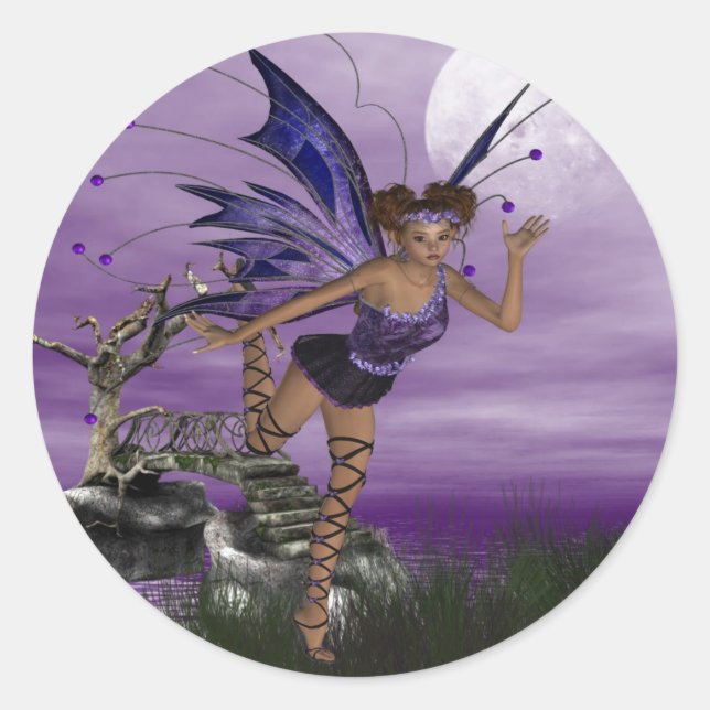 Purple Fae Classic Round Sticker (Front)