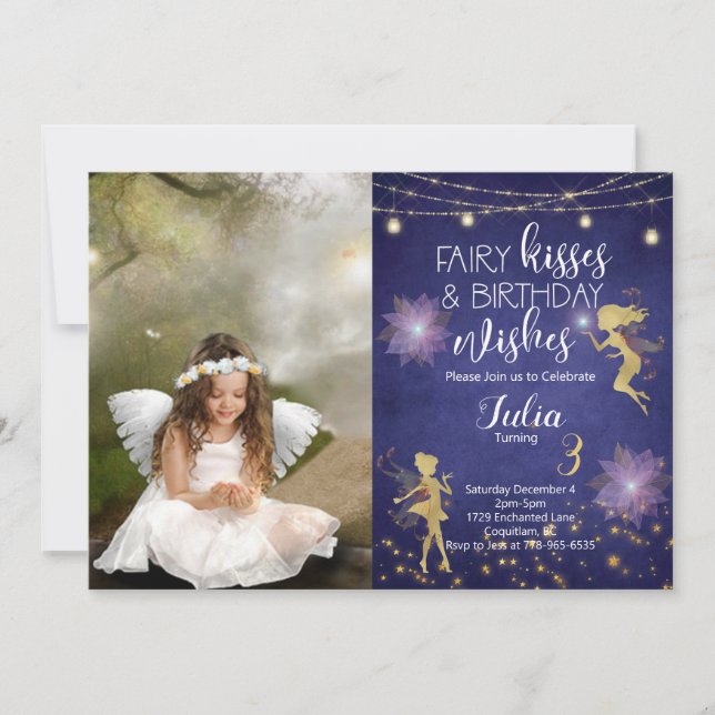 Purple Fairy Birthday Invitation (Front)