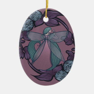 Purple Fairy Butterfly Goddess Fairies Art Ceramic Ornament
