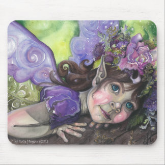 Purple fairy child watercolor mouse pad
