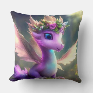 Purple Fairy Dragon Throw Pillow