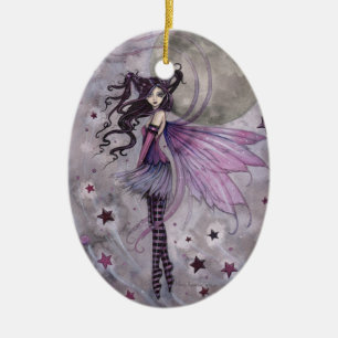Purple Fairy Fantasy Art by Molly Harrison Ceramic Tree Decoration