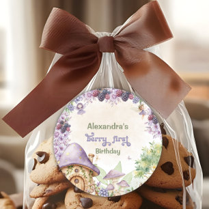 Purple  Fairy First Berry First Birthday Classic Round Sticker