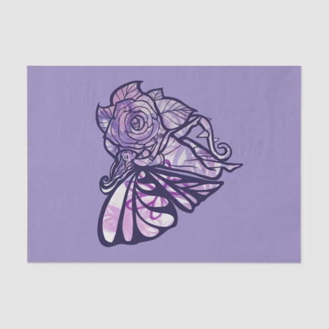 Purple Fairy Garden Rose Fairies Gardening Heart   Tissue Paper (Front)