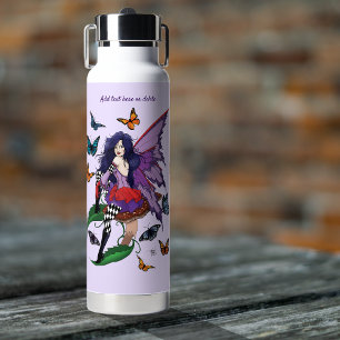 Purple Fairy Mushroom Butterflies Water Bottle