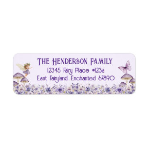 Purple Fairy Party Return Address Label