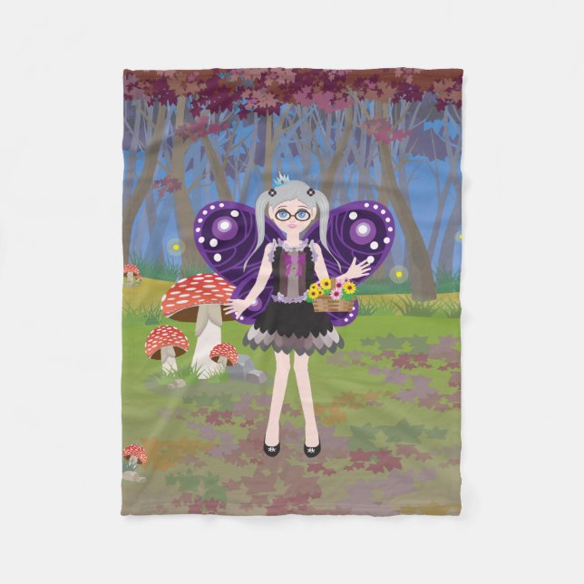 Purple Fairy Princess Fleece Blanket (Front)
