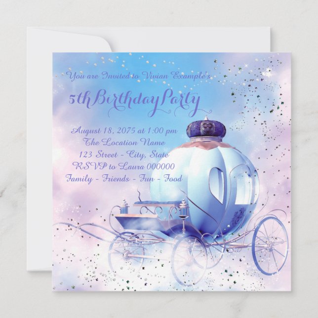 Purple Fairy Tale Princess Birthday Party Invitation (Back)