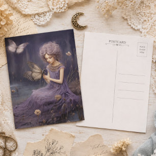 Purple Fairy Whispers Garden, Decoupage Postcard
