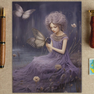 Purple Fairy Whispers Garden, Decoupage Postcard