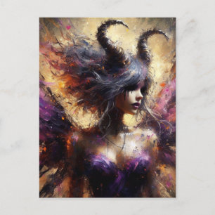Purple Fairy With Horns Dark Fantasy Art Postcard